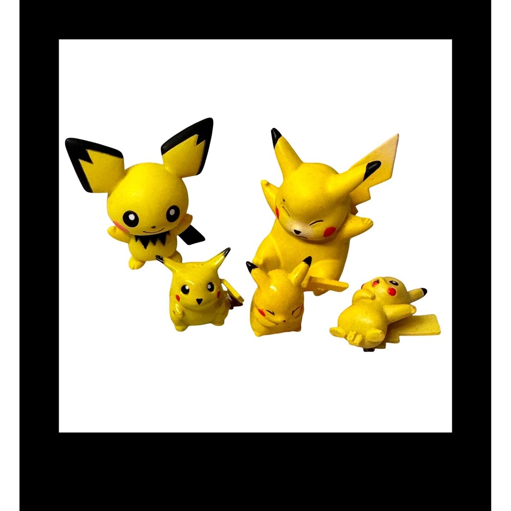 Vintage Pokemon Tomy Nintendo Pikachu Pichu Mini Figure Lot 5pc Yellow PVC Toy